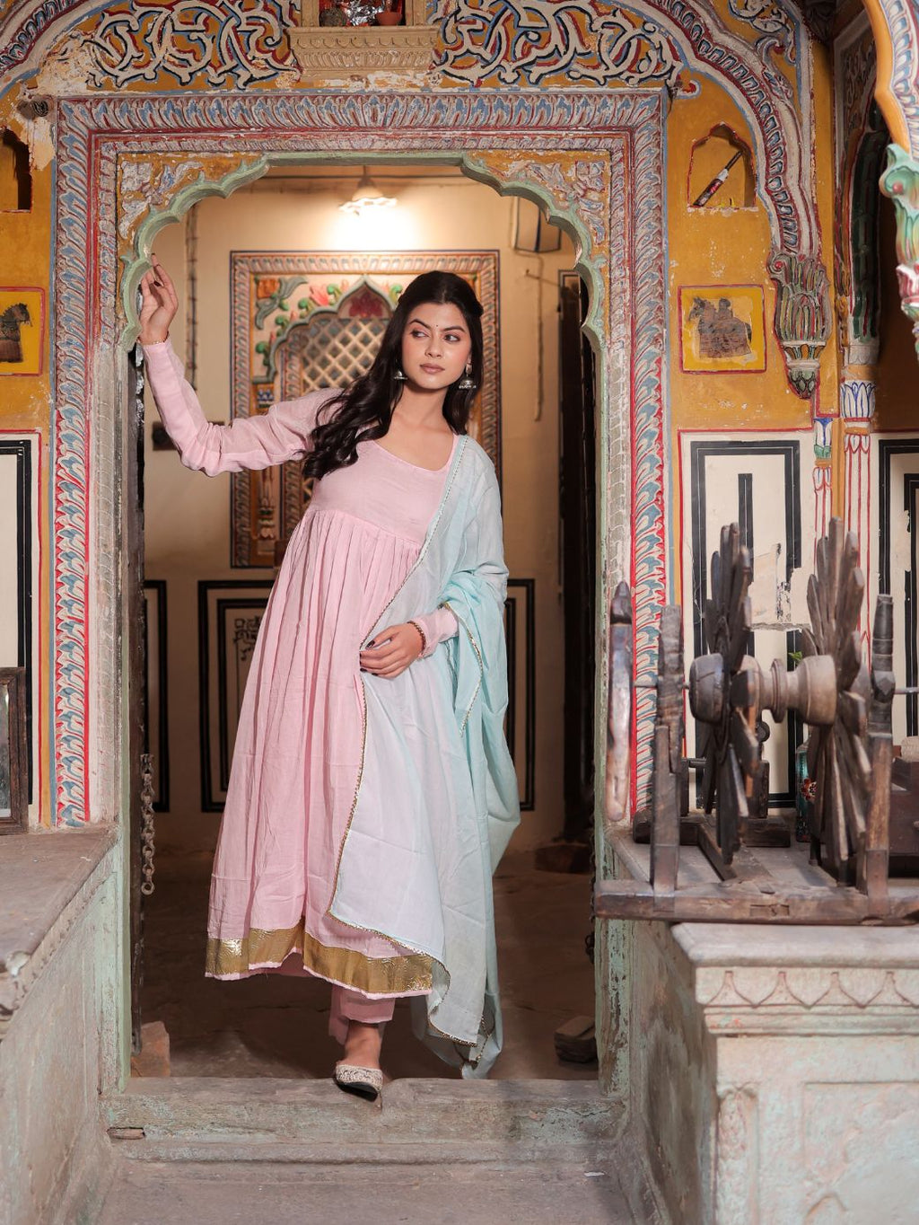 Gulnaar Anarkali Set – 3 Piece Cotton Ensemble