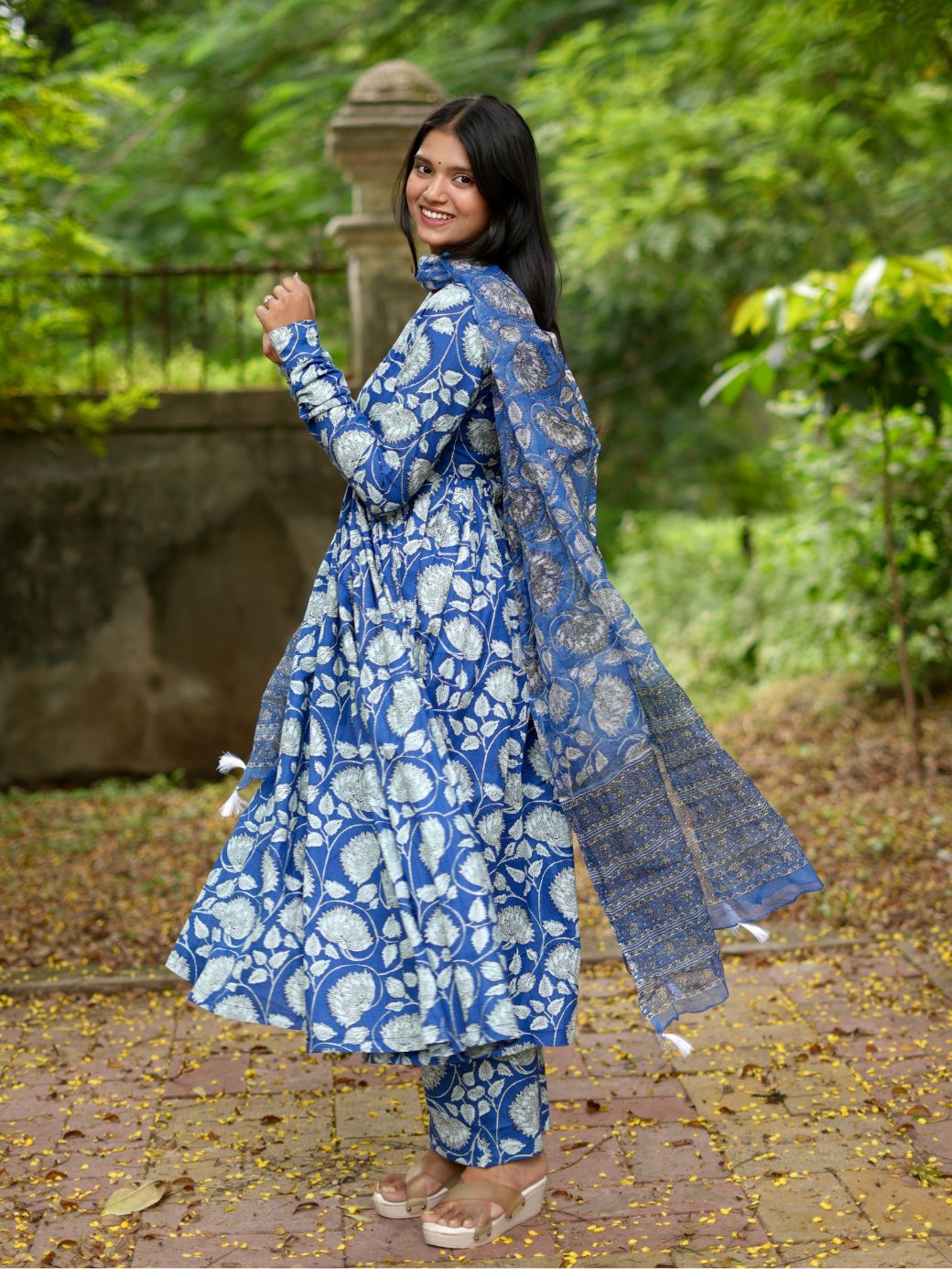 Nazma Three Piece Anrakali Set(with extra ghera)